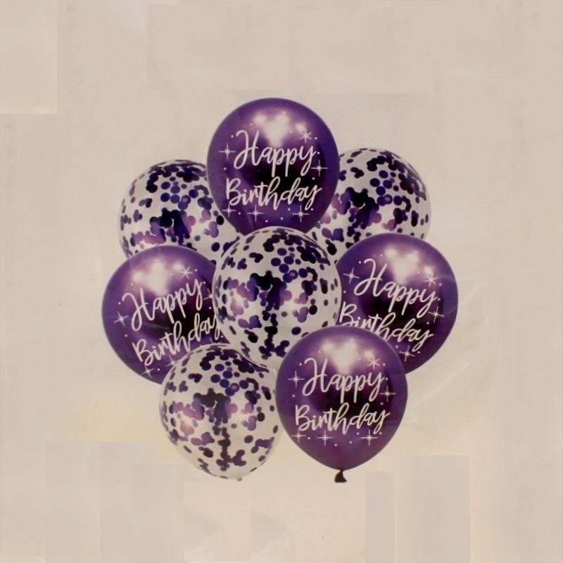 Happy Birthday Printed Metallic Balloons with Confetti Filled Balloons - Image 5