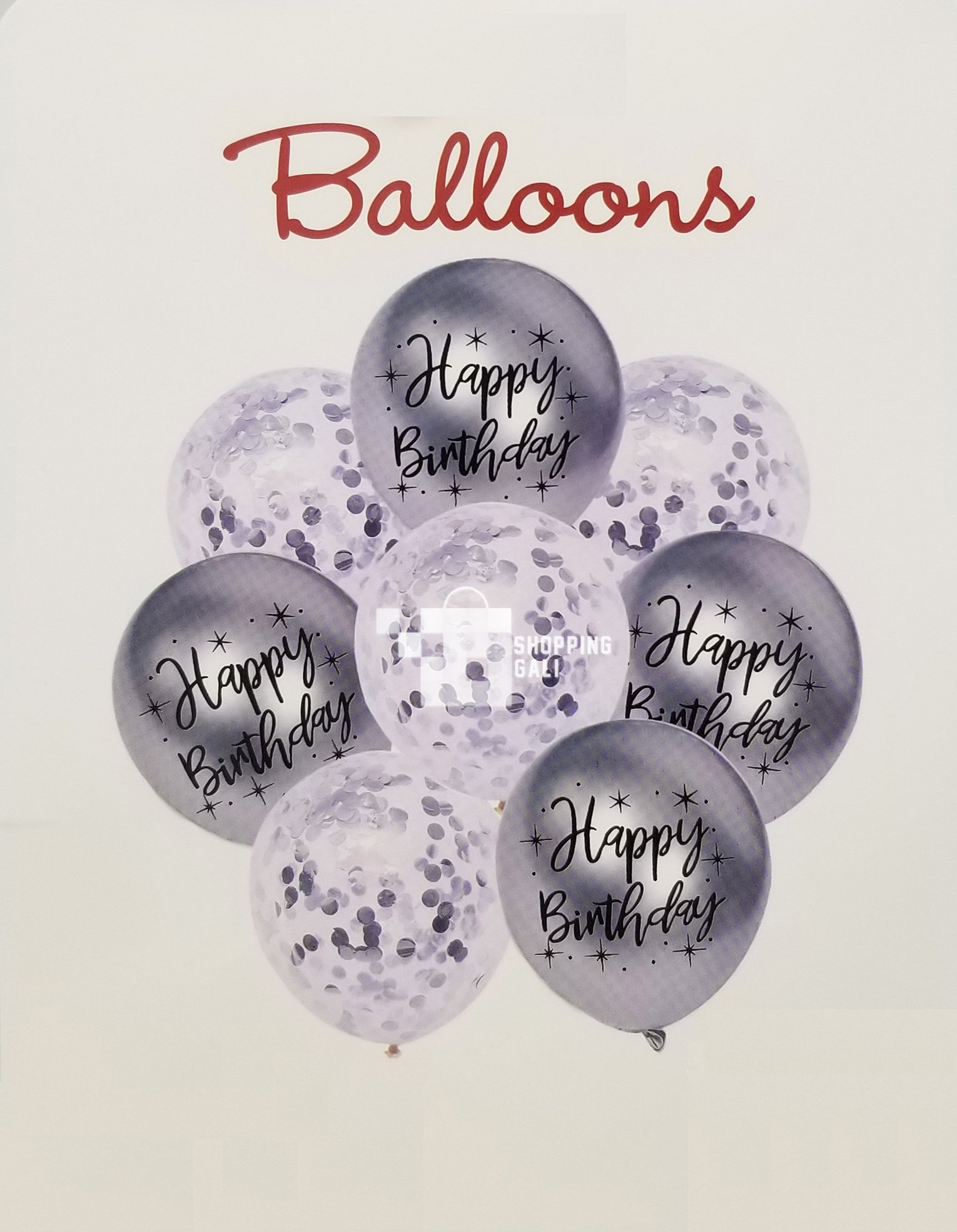 Happy Birthday Printed Metallic Balloons with Confetti Filled Balloons - Image 3