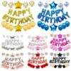 Happy Birthday Foil Banner with Confetti Decorative Party Balloons