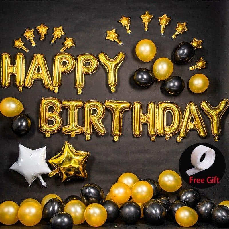 2nd Design Happy Birthday Golden & Black Theme Set