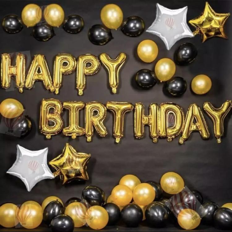 Happy Birthday Golden & Black Theme Set