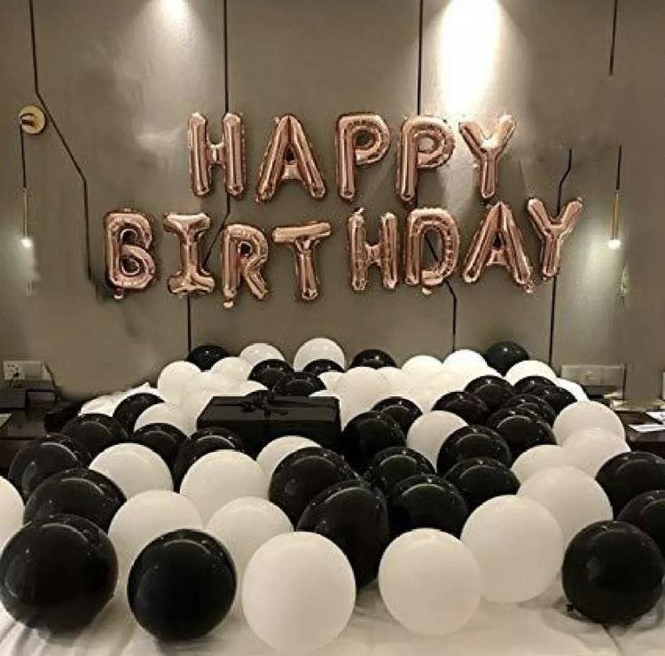 Happy Birthday Rose Gold with White & Black Theme Set