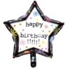 Happy Birthday Printed Black and White Star Shaped Foil Balloon
