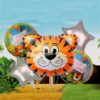 Tiger Head Foil Balloon Set For Jungle Theme Birthday Party